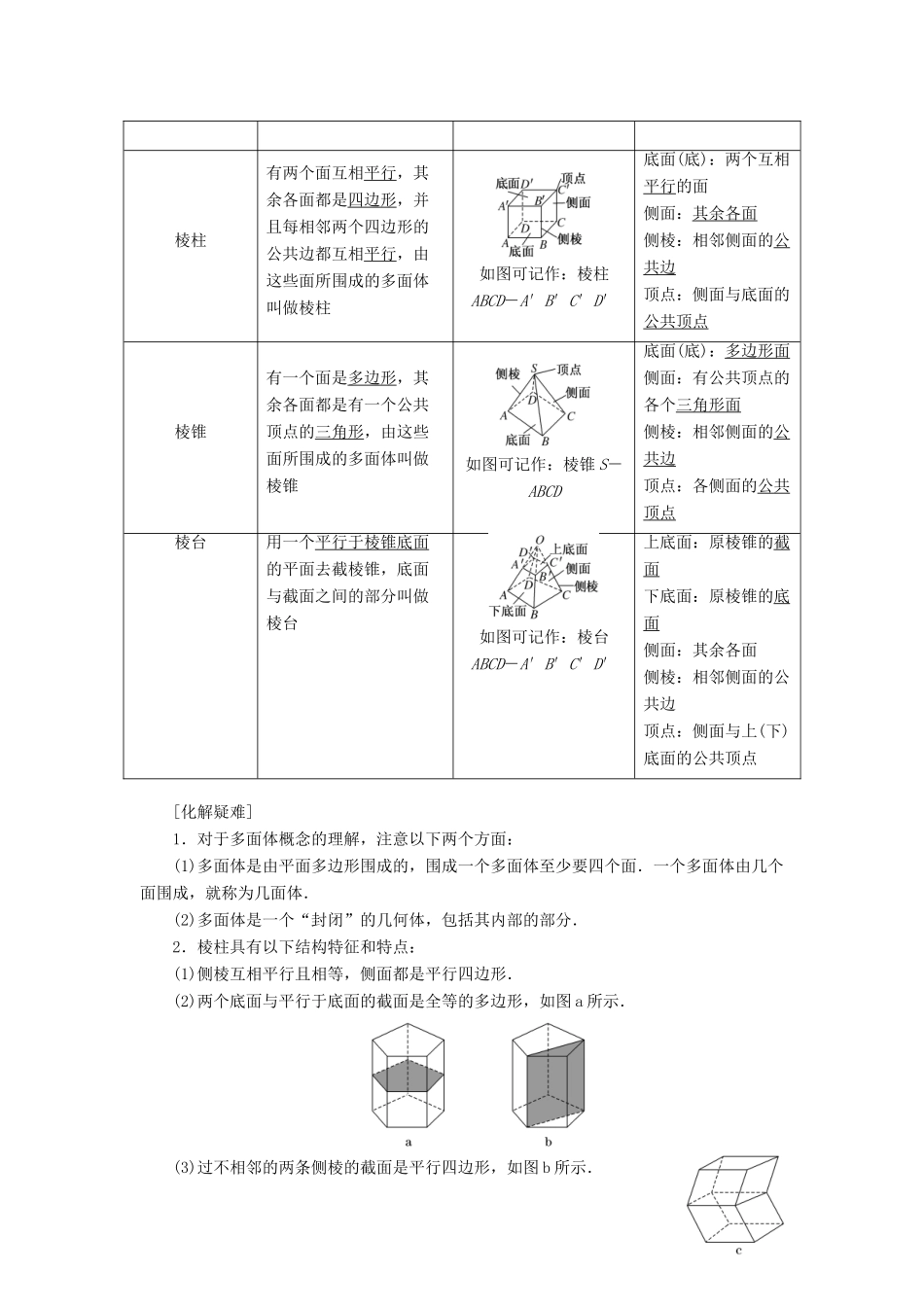 高中数学 第一章 空间几何体学案 新人教A版必修2-新人教A版高一必修2数学学案_第2页