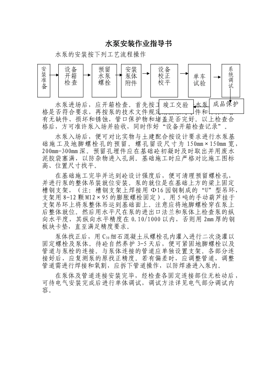民用建筑水泵安装作业指导书_第1页