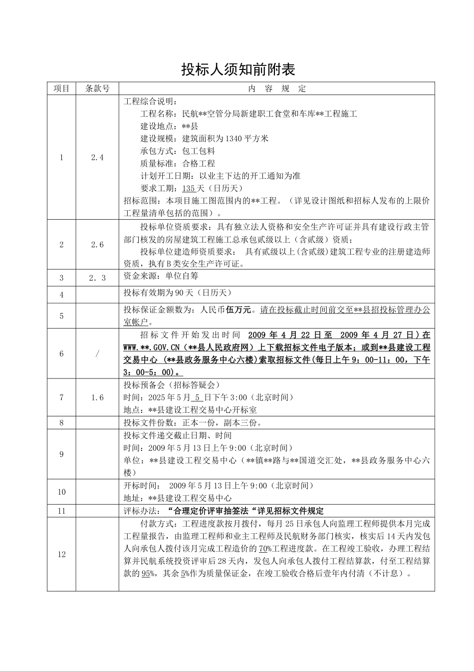 民航某新建职工食堂和车库建安工程施工招标文件_第3页