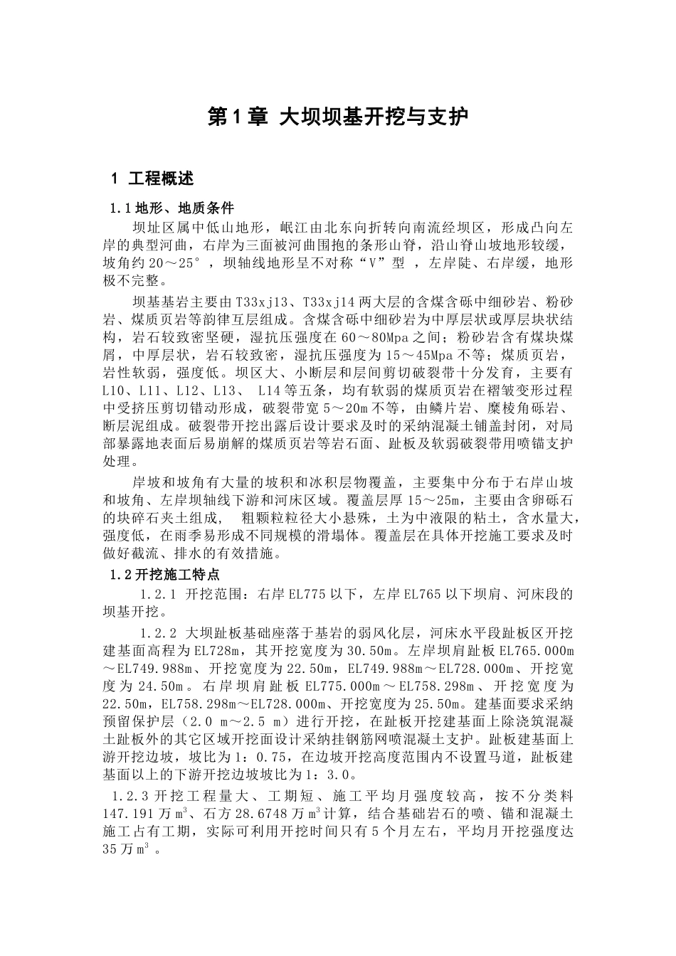 水利枢纽工程大坝坝基开挖与支护施工方案_第1页