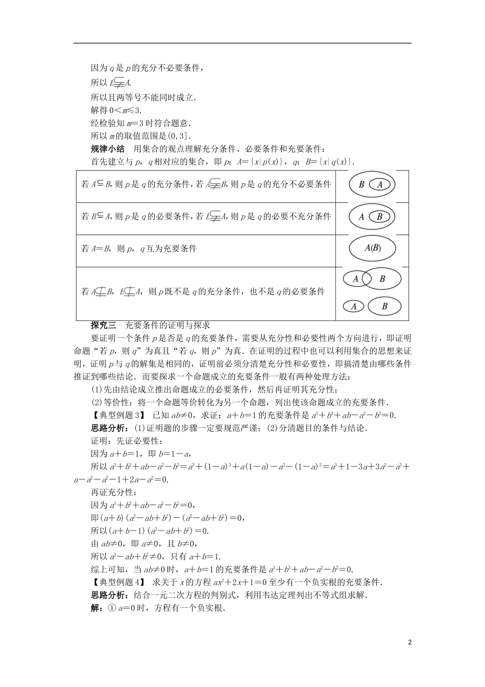 高中数学 第一章 常用逻辑用语 1.3 充分条件、必要条件与命题的四种形式 1.3.1 推出与充分条件、必要条件课堂探究学案 新人教B版选修2-1-新人教B版高二选修2-1数学学案_第2页