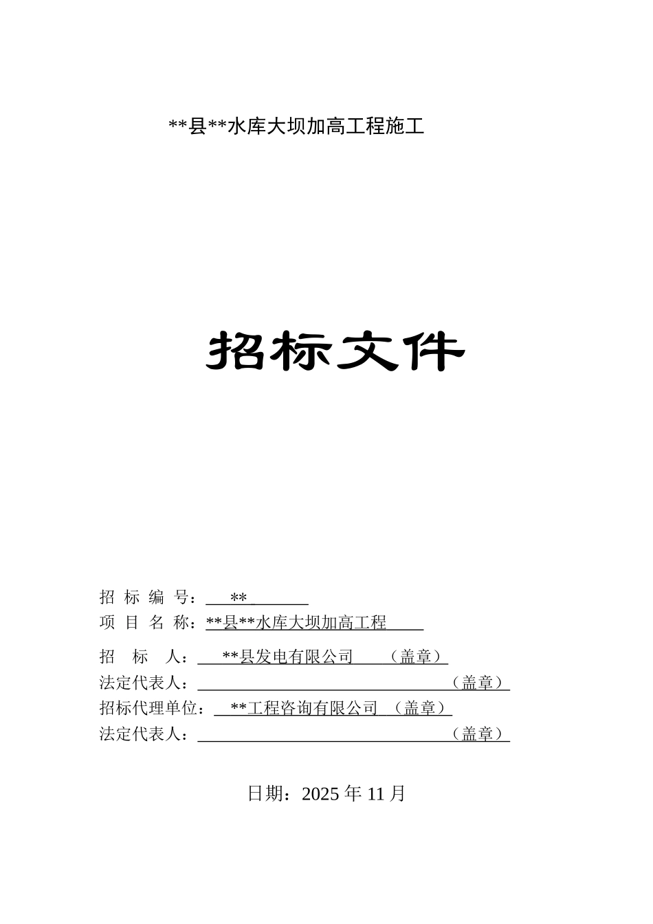 水库大坝加高工程施工招标文件_第1页