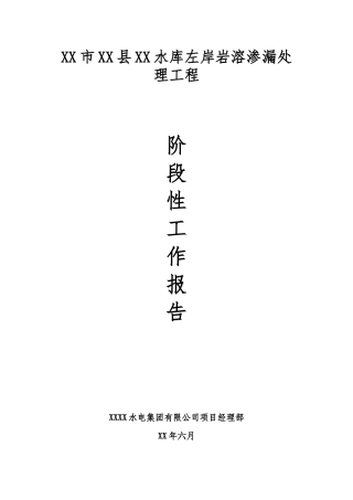 水库岩溶渗漏处理工程阶段性工作报告