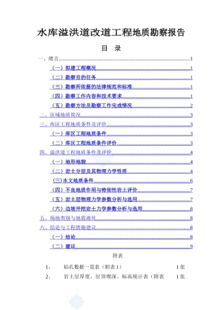 水库溢洪道改道工程地质勘察报告