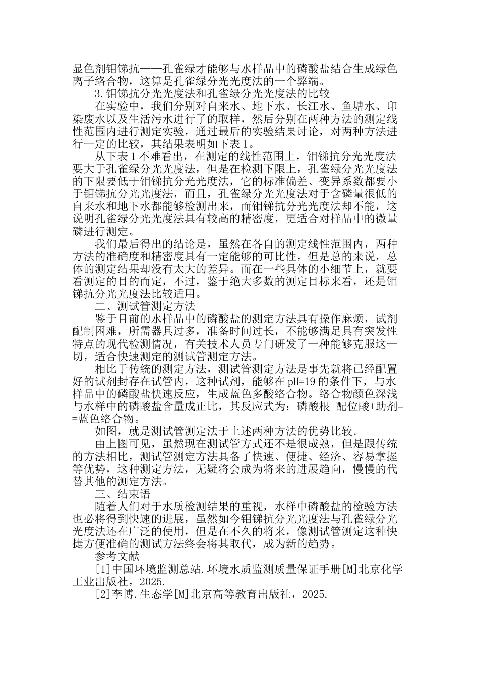 水样中磷酸盐测定方法的比较分析_第2页