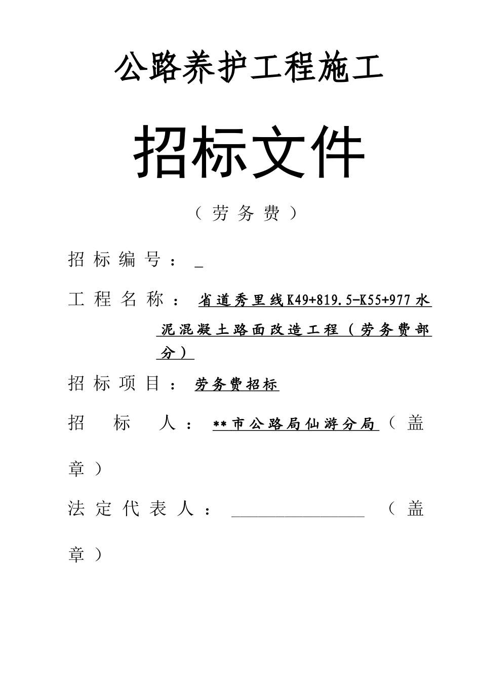 水泥混凝土路面改造工程招标文件_第1页