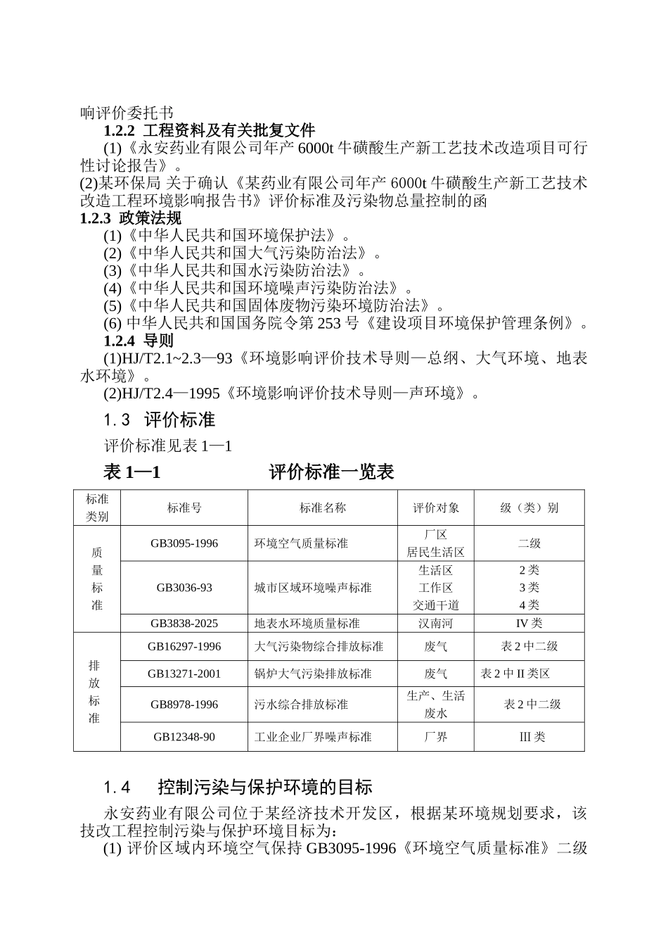 永安药业有限公司年产6000吨牛磺酸生产新工艺技术改造工程环境影响报告书_第2页