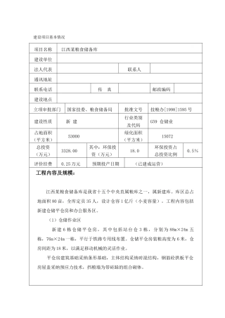 江西某粮食储备库建设项目环境影响报告表