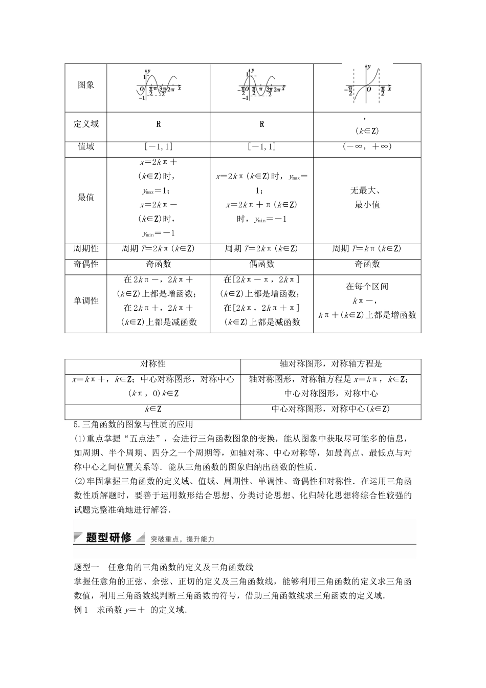高中数学 第一章 基本初等函数（Ⅱ）章末复习提升学案 新人教B版必修4-新人教B版高一必修4数学学案_第2页