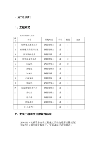 污水处理厂安装施工组织设计