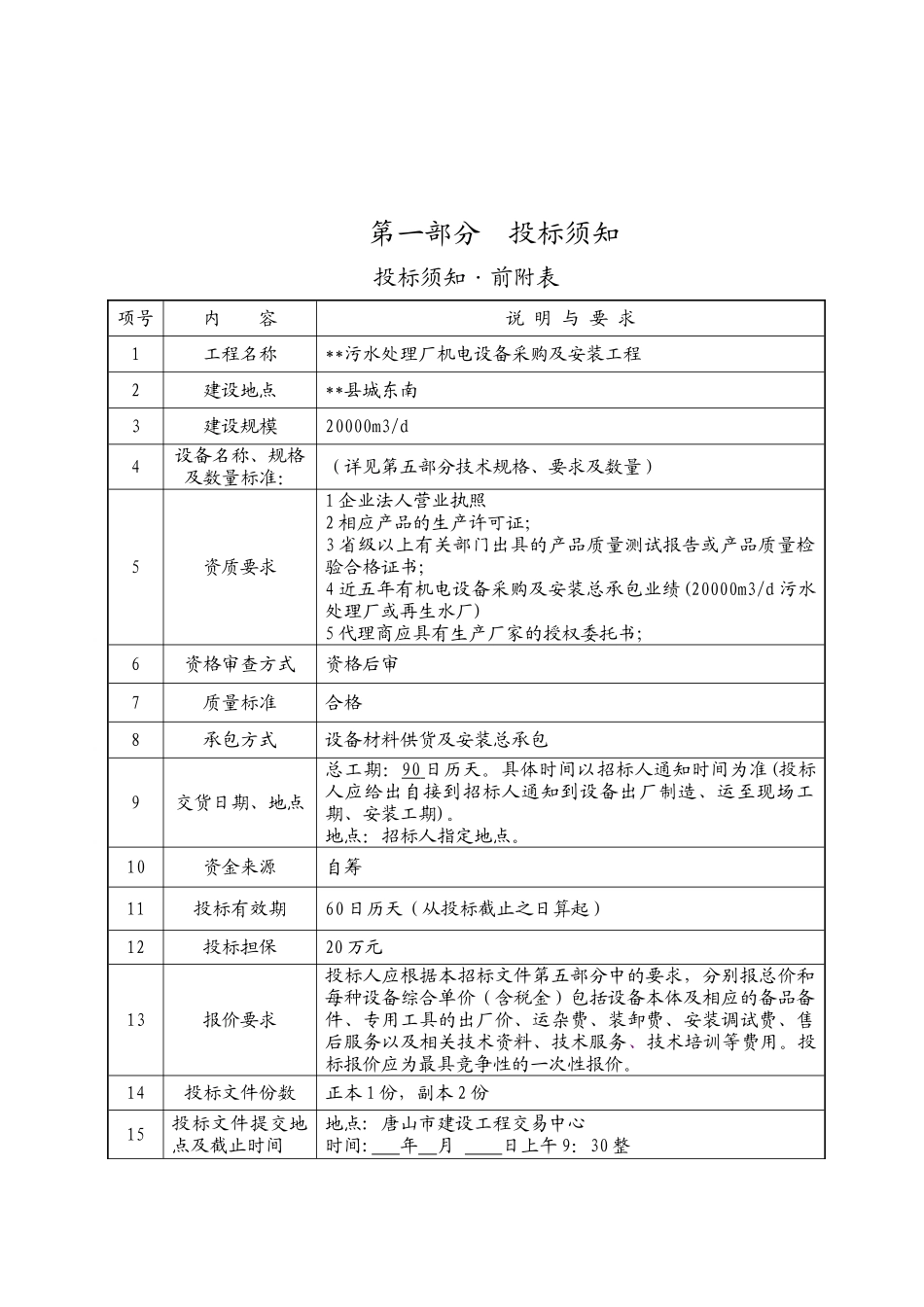 污水处理厂机电设备采购及安装工程招标文件_第3页