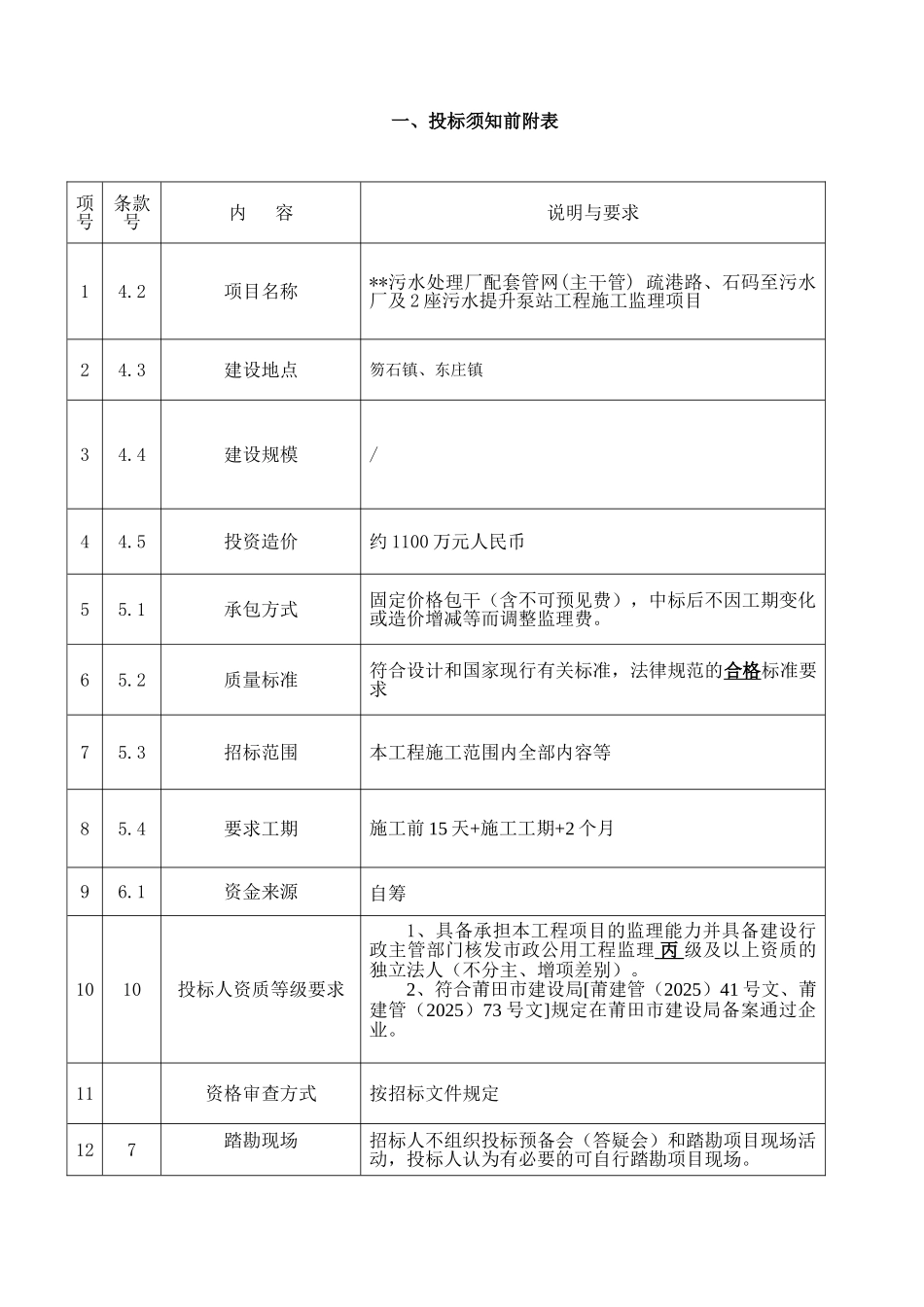 污水提升泵站工程施工监理项目招标文件_第3页