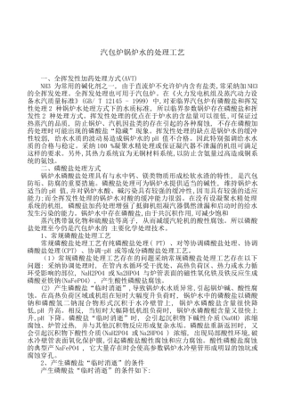 汽包炉锅炉水的处理工艺