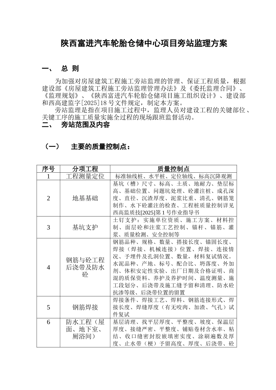 汽车轮胎仓储中心项目旁站监理方案_第3页