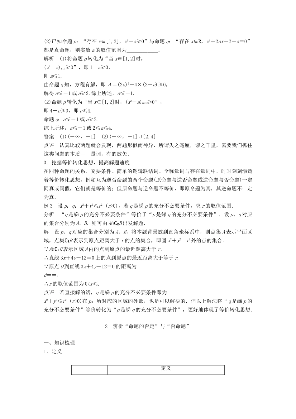 高中数学 第一章 常用逻辑用语疑难规律方法学案 苏教版选修1-1-苏教版高二选修1-1数学学案_第2页