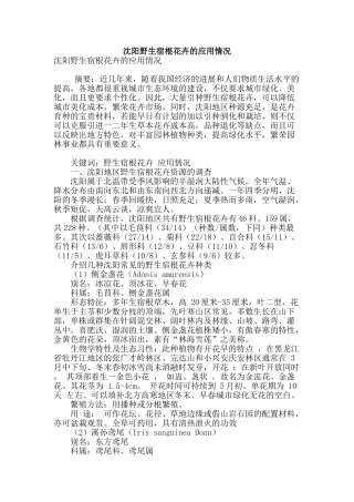 沈阳野生宿根花卉的应用情况