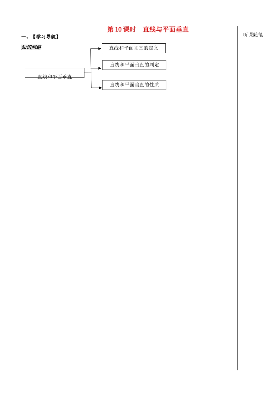 高中数学 第一章 立体几何第10课时学案 苏教版必修2-苏教版高一必修2数学学案_第1页