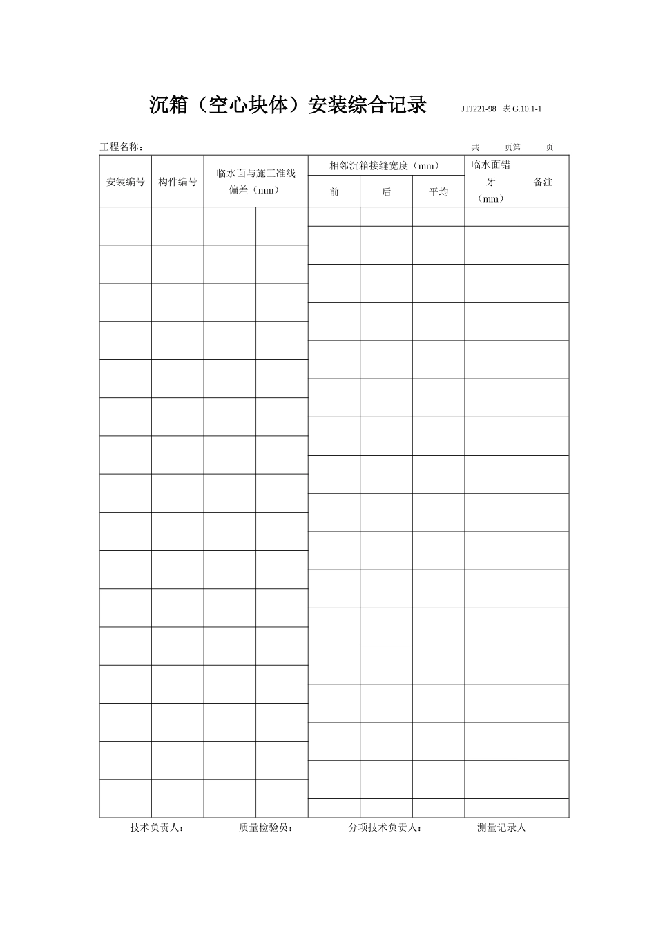 沉箱安装综合记录_第1页