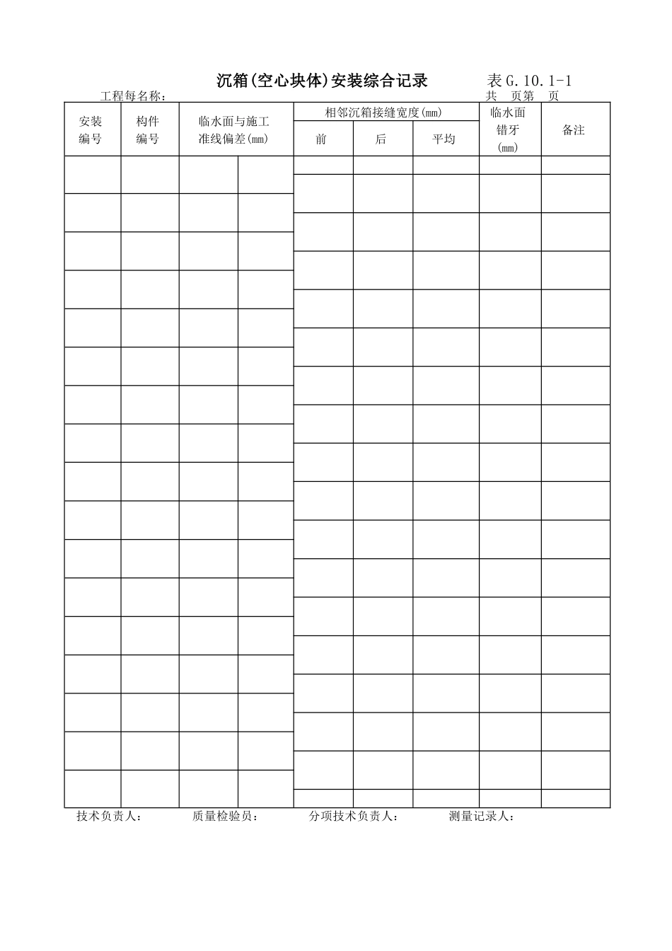 沉箱(空心块体)安装综合记录_第1页