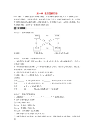 高中数学 第一章 常用逻辑用语章末复习课学案 苏教版选修1-1-苏教版高二选修1-1数学学案