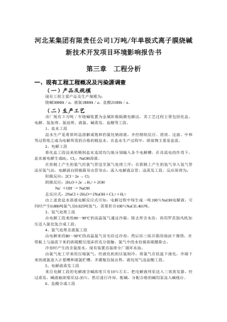 河北某公司年产1万吨单极式离子膜烧碱新技术开发项目环评报告书