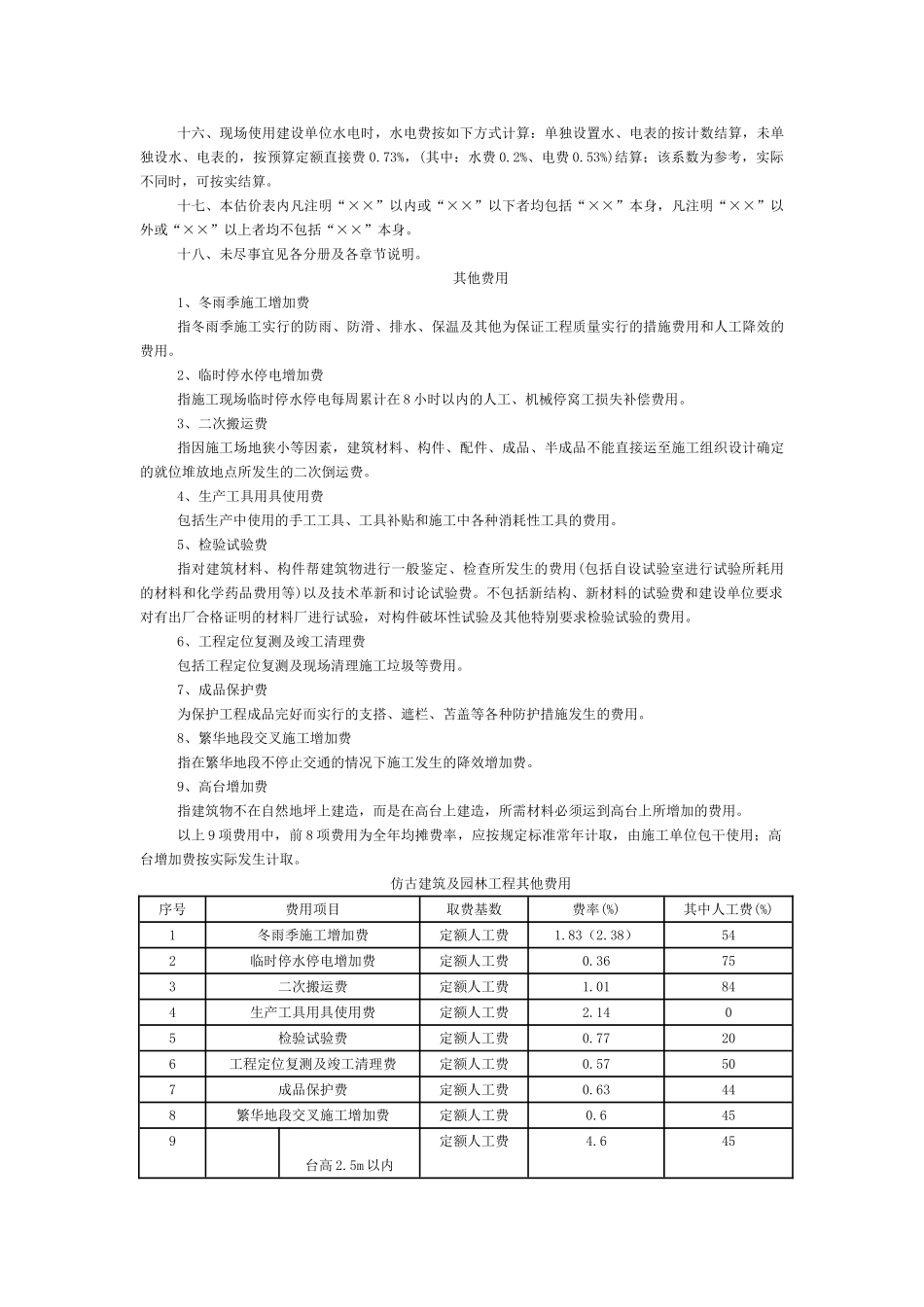 河北省仿古建筑及园林工程预算定额计算规则_第2页