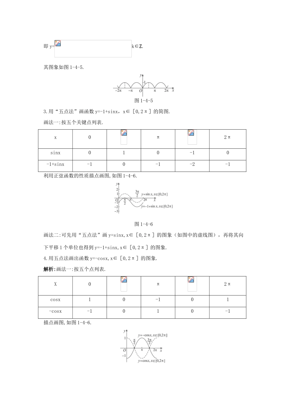 高中数学 第一章 三角函数 1.4 三角函数的图象与性质 1.4.1 正弦函数、余弦函数的图象互动课堂学案 新人教A版必修4-新人教A版高一必修4数学学案_第3页
