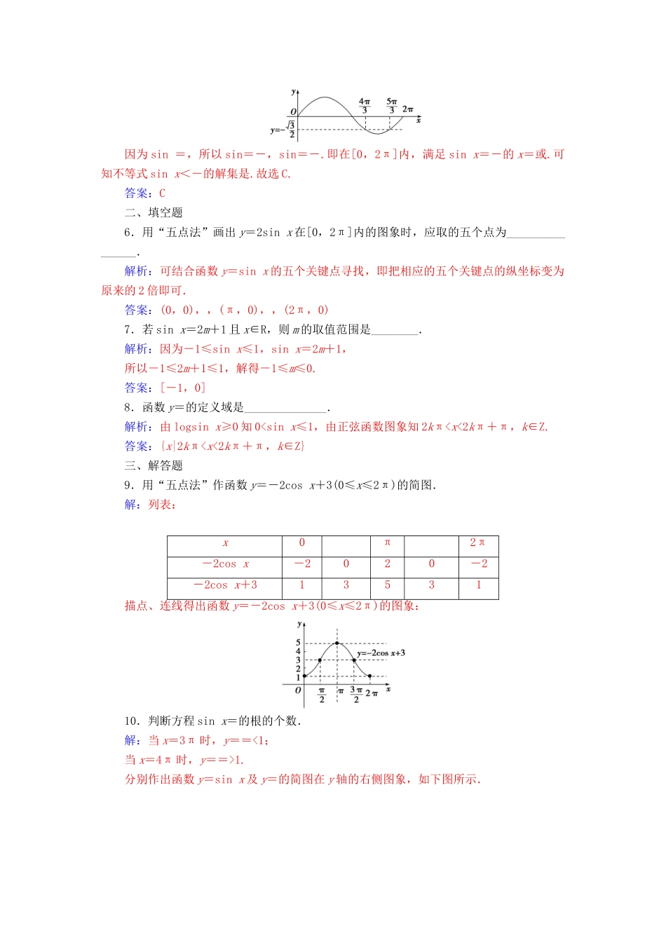 高中数学 第一章 三角函数 1.4 三角函数的图象与性质 1.4.1 正弦函数、余弦函数的图象学案 新人教A版必修4-新人教A版高一必修4数学学案_第2页