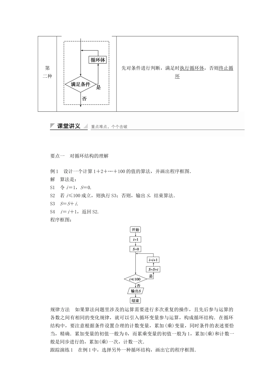 高中数学 第一章 算法初步 1.1.3 第3课时 循环结构学案 新人教B版必修3-新人教B版高一必修3数学学案_第2页