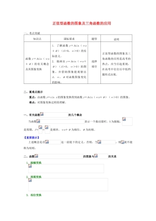 高中数学 第一章 三角函数 1.8 正弦型函数的图象及三角函数的应用学案 苏教版必修4-苏教版高一必修4数学学案