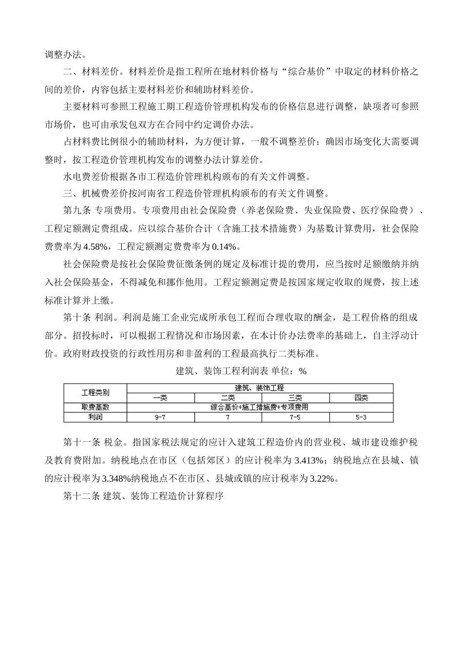 河南省建筑和装饰工程综合基价计价办法_第3页