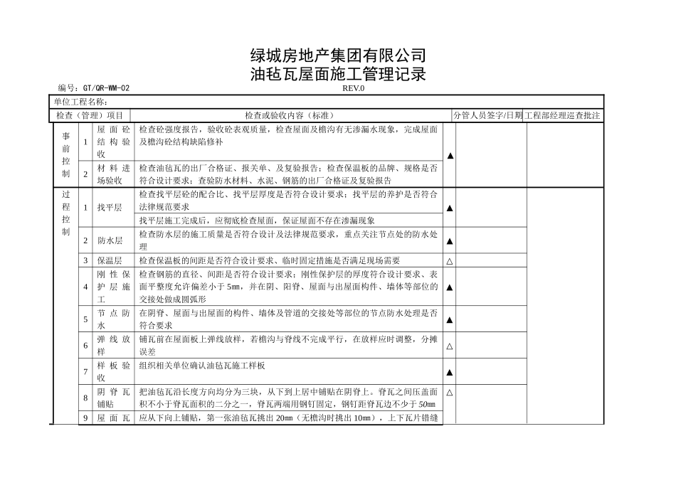 油毡瓦屋面施工管理记录_第1页