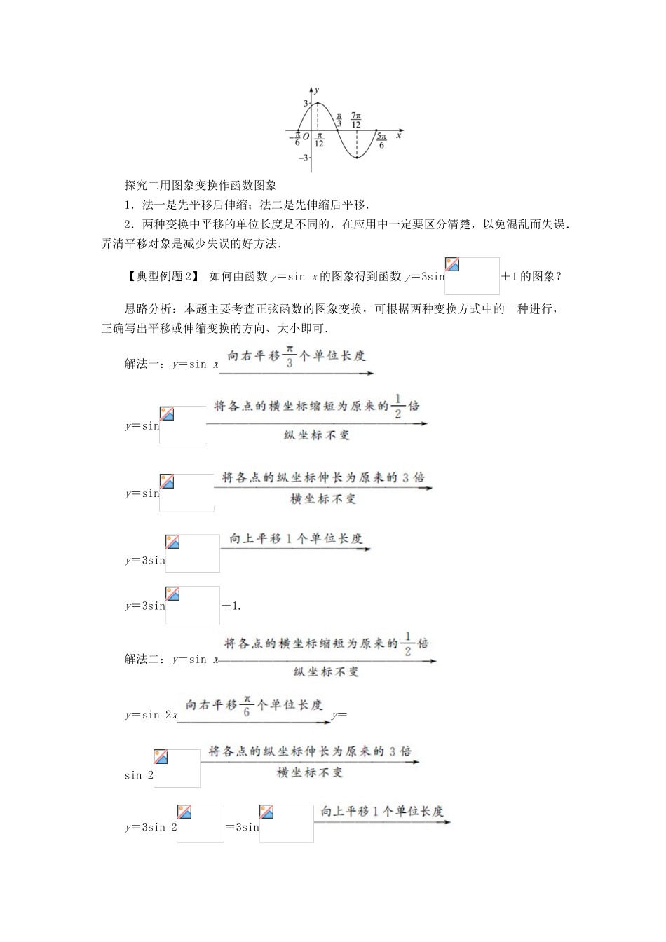 高中数学 第一章 三角函数 1.5 函数yAsin（ωxψ）的图象（第1课时）课堂探究学案 新人教A版必修4-新人教A版高一必修4数学学案_第2页