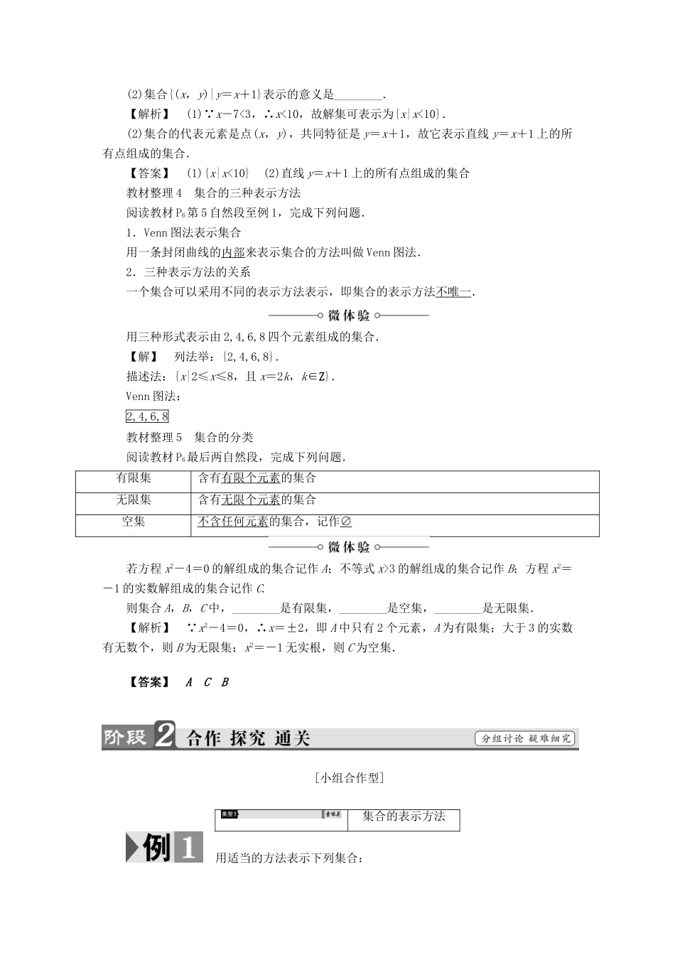 高中数学 第一章 集合 1.1 集合的含义及其表示（第2课时）集合的表示学案 苏教版必修1-苏教版高一必修1数学学案_第2页