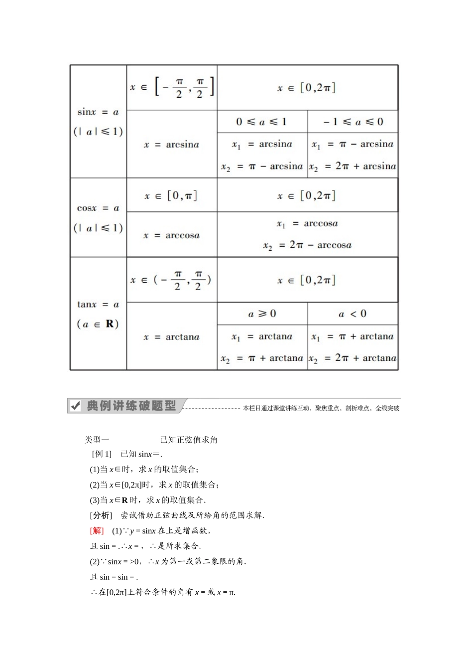 高中数学 第七章 三角函数 7.3 三角函数的性质与图像 7.3.5 已知三角函数值求角学案（含解析）新人教B版必修第三册-新人教B版高一必修第三册数学学案_第3页