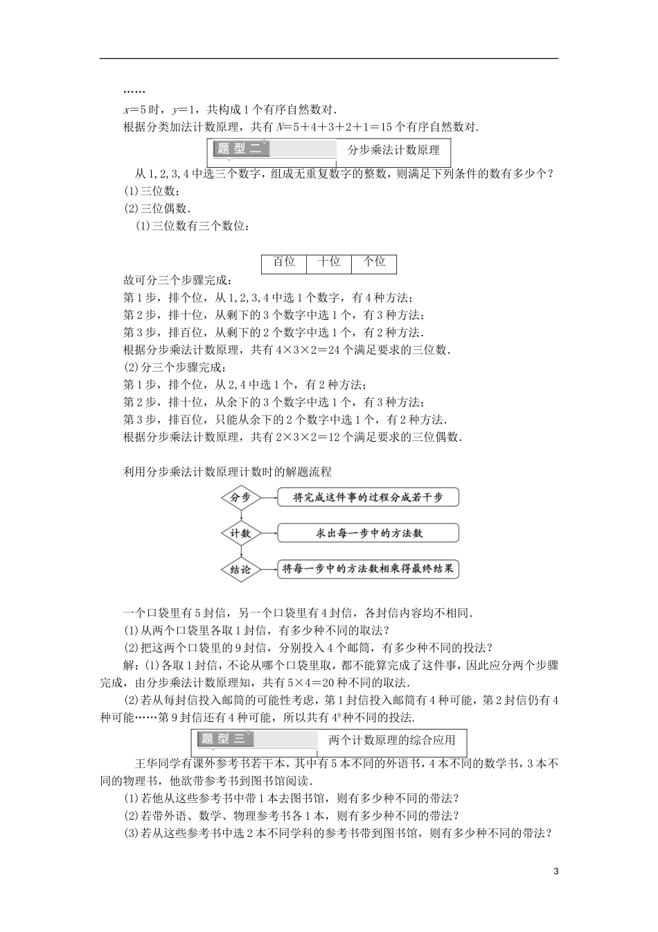 高中数学 第一章 计数原理 1.1 分类加法计数原理与分步乘法计数原理学案（含解析）新人教A版选修2-3-新人教A版高二选修2-3数学学案_第3页