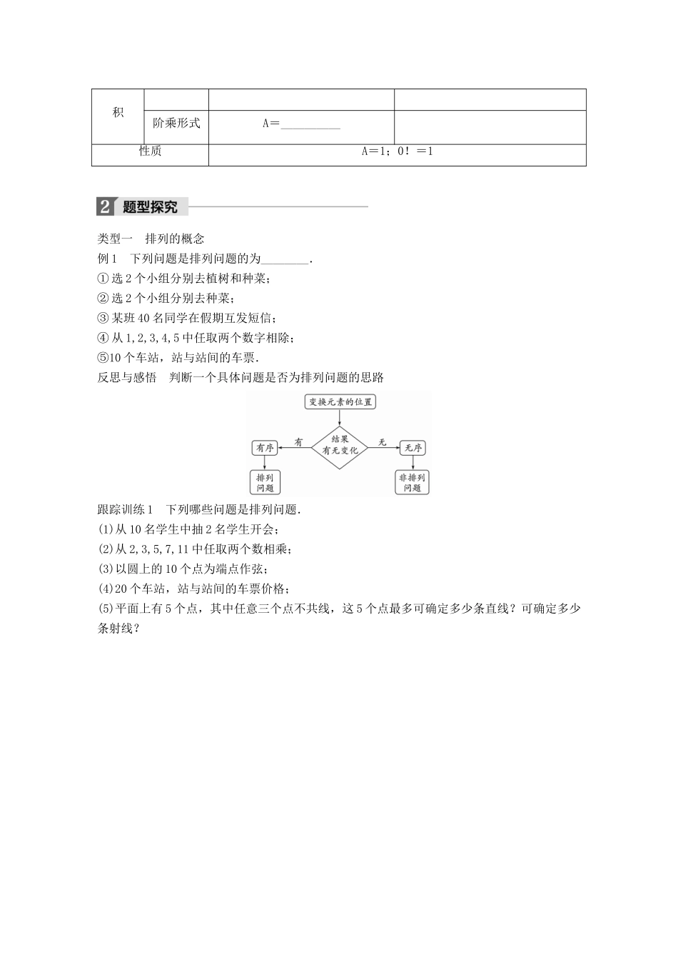 高中数学 第一章 计数原理 1.2 第1课时 排列与排列数公式学案 苏教版选修2-3-苏教版高二选修2-3数学学案_第2页
