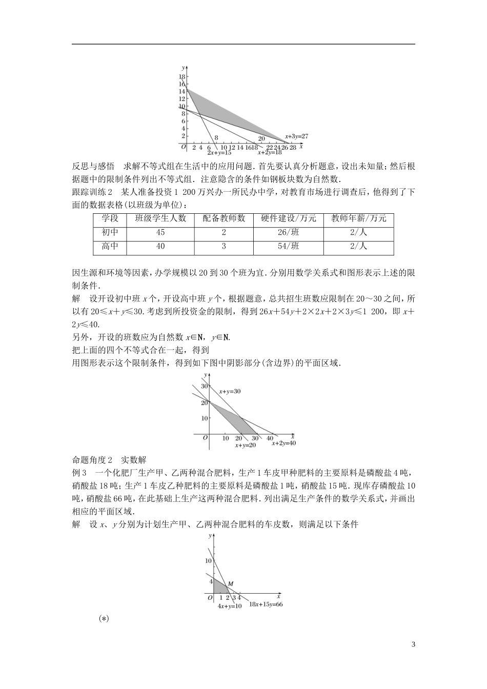 高中数学 第三章 不等式 3.3 二元一次不等式（组）与简单的线性规划问题 3.3.1 二元一次不等式（组）与平面区域（2）学案 新人教A版必修5-新人教A版高二必修5数学学案_第3页