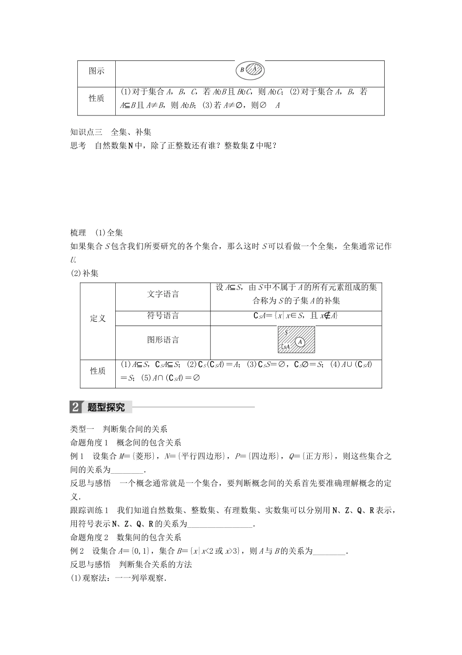 高中数学 第一章 集合与函数概念 1.2 子集、全集、补集学案 苏教版必修1-苏教版高一必修1数学学案_第2页