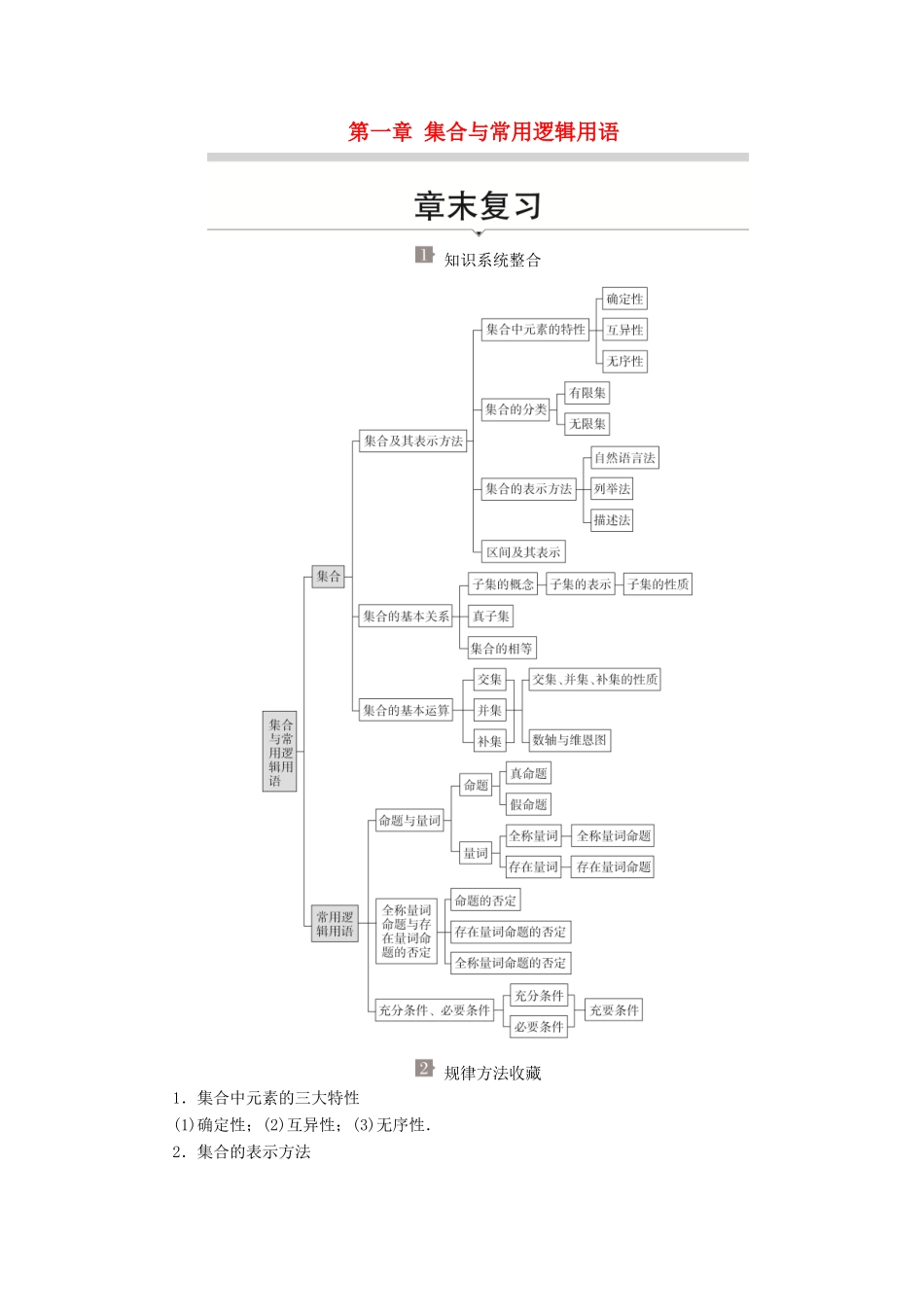 高中数学 第一章 集合与常用逻辑用语章末复习学案 新人教B版必修第一册-新人教B版高一第一册数学学案_第1页