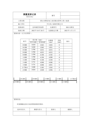 测量复核记录北环路