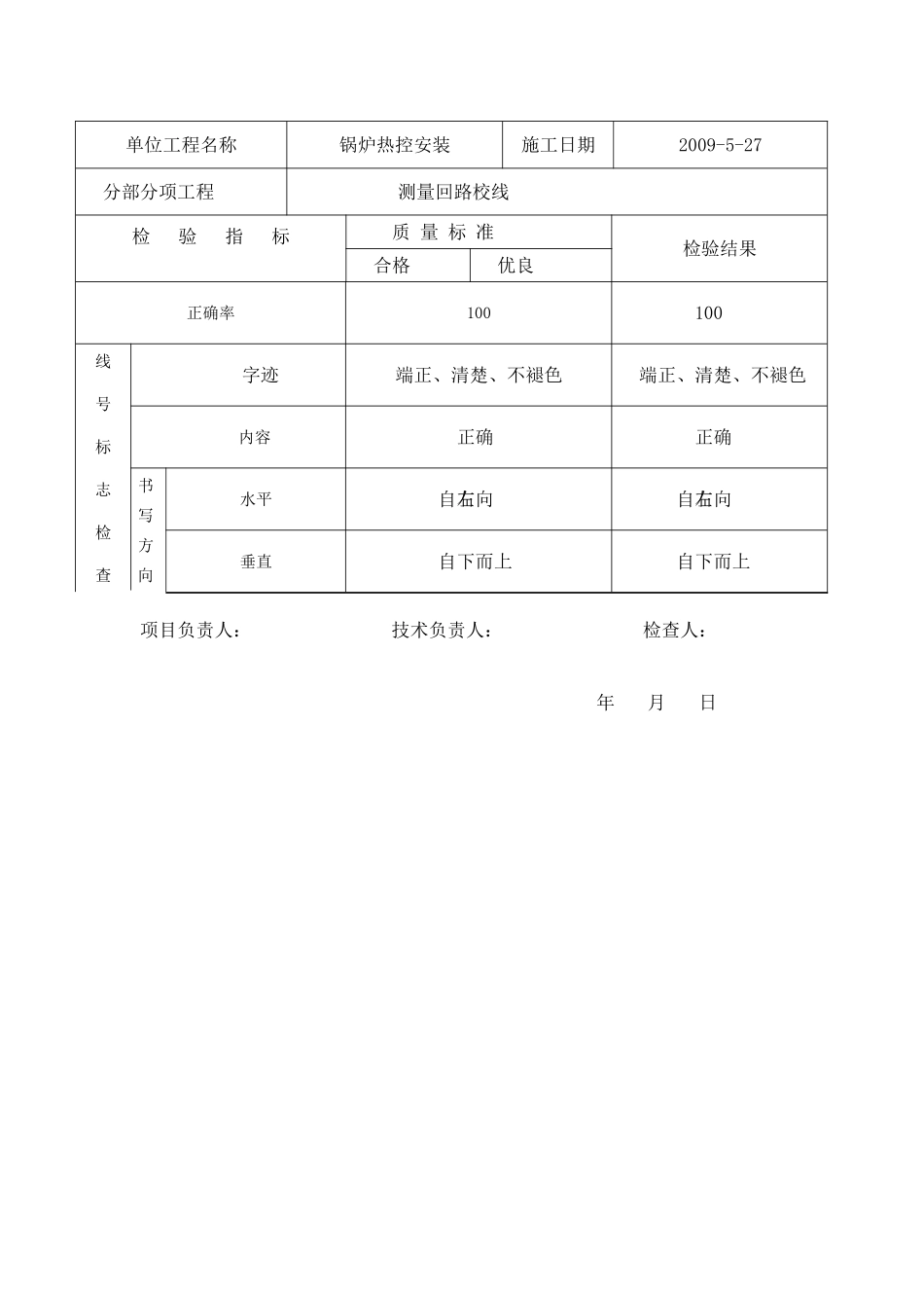 测量回路校线单位分项报验申请表1-2-6-1_第3页