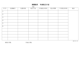 测量器具年度校正计划-QR041