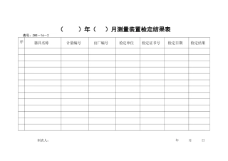 测量装置检定结果表