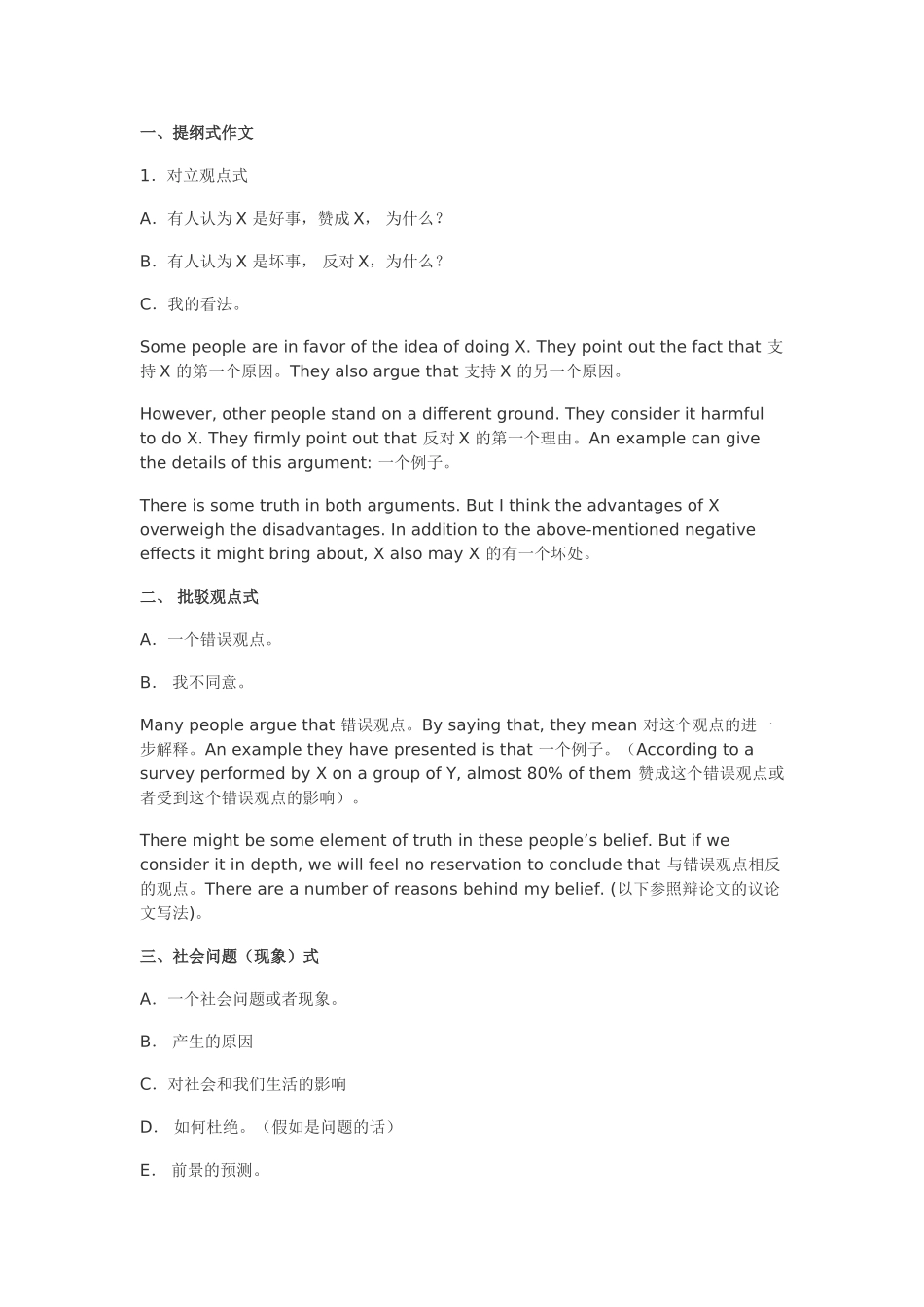 浙江专升本英语作文写作模板_第1页