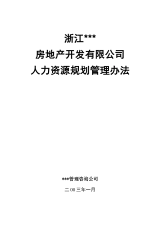 浙江某地产公司人力资源规划管理办法