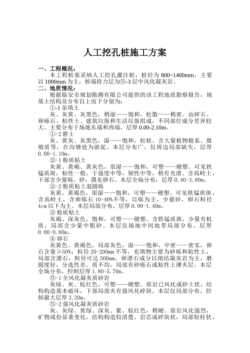 浙江某小区人工挖孔桩方案_第1页