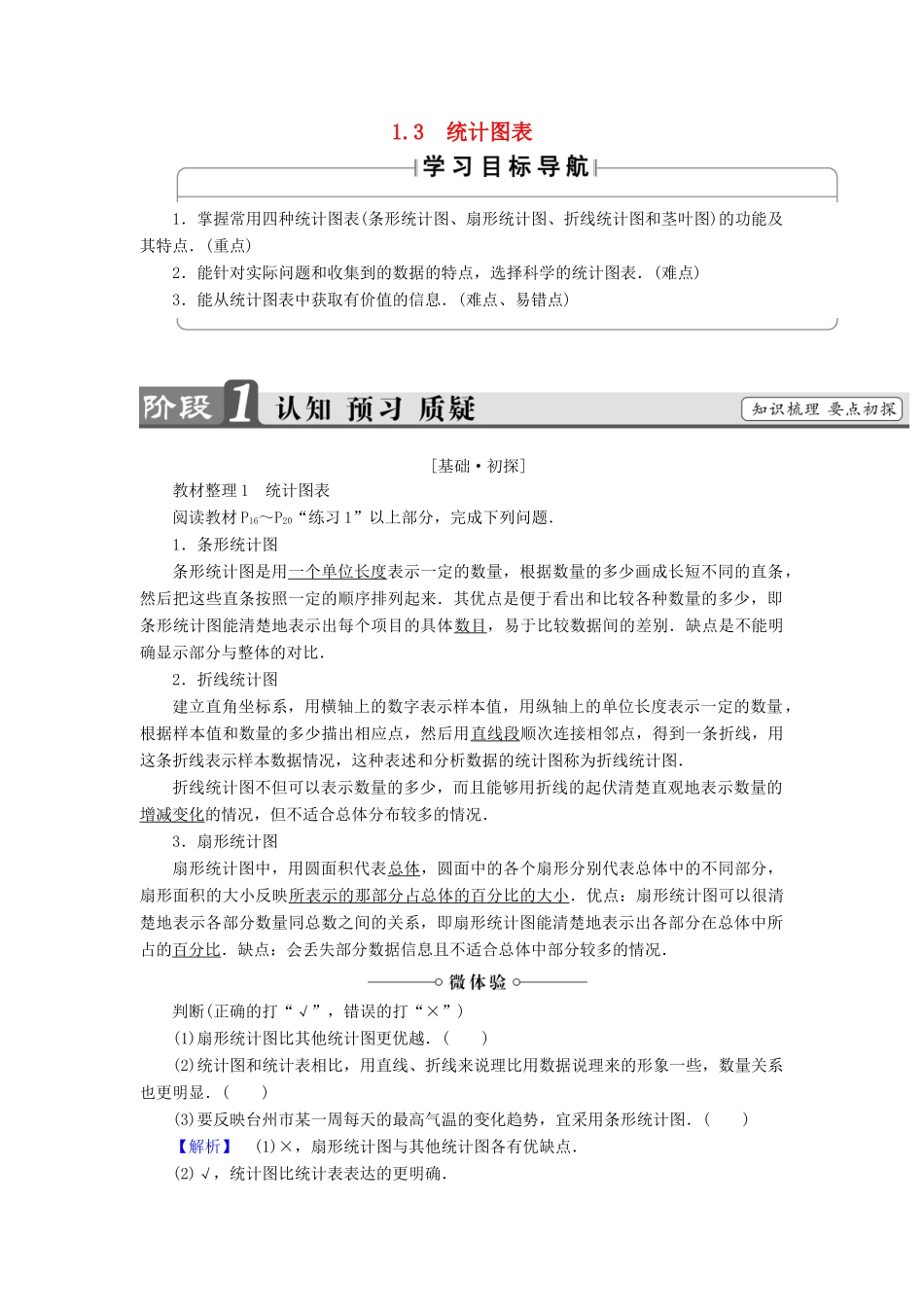 高中数学 第一章 统计 1.3 统计图表学案 北师大版必修3-北师大版高一必修3数学学案_第1页