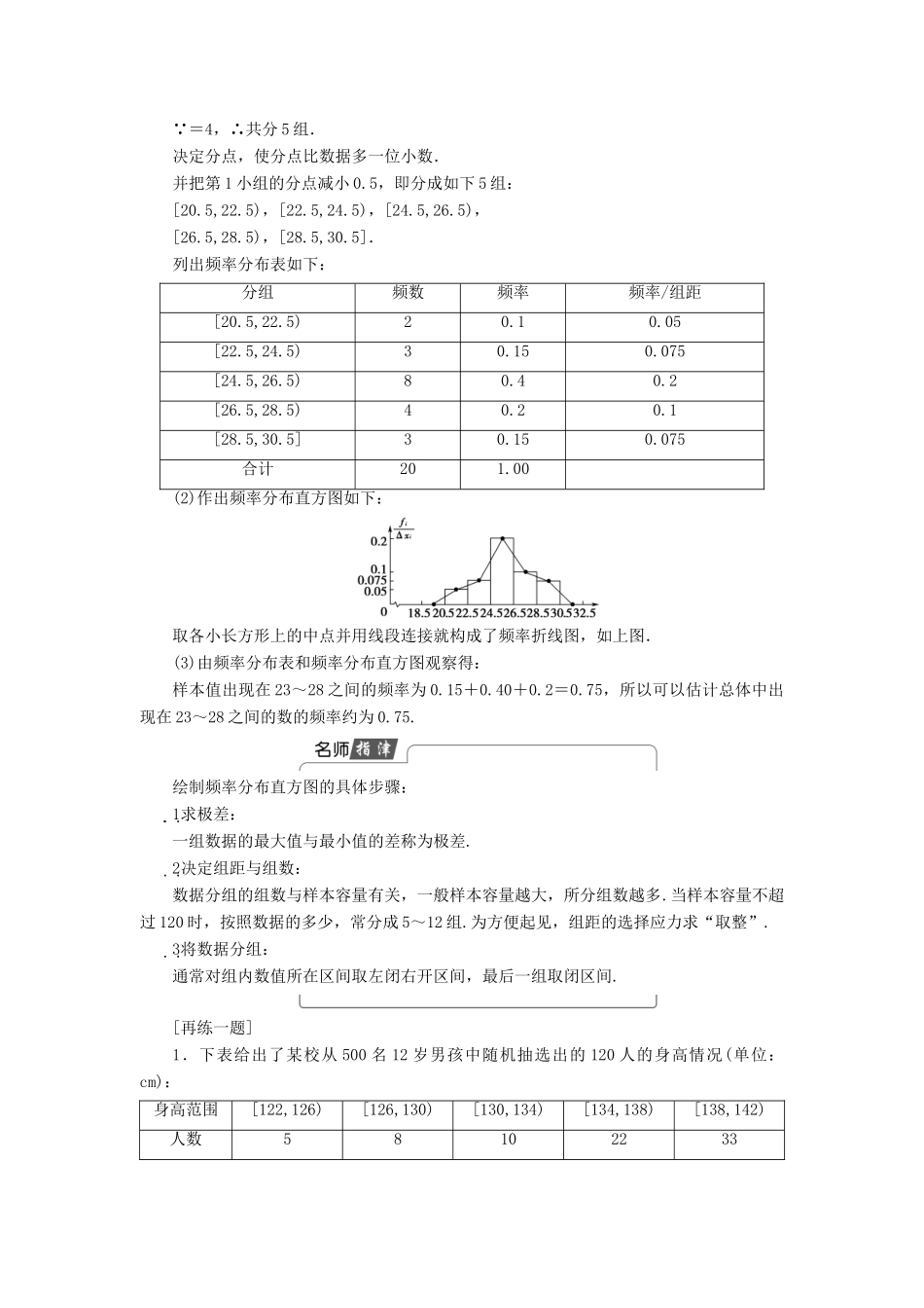 高中数学 第一章 统计 1.5.1 估计总体的分布 1.5.2 估计总体的数字特征学案 北师大版必修3-北师大版高一必修3数学学案_第3页
