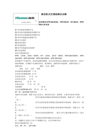 海信柜式空调故障自诊断